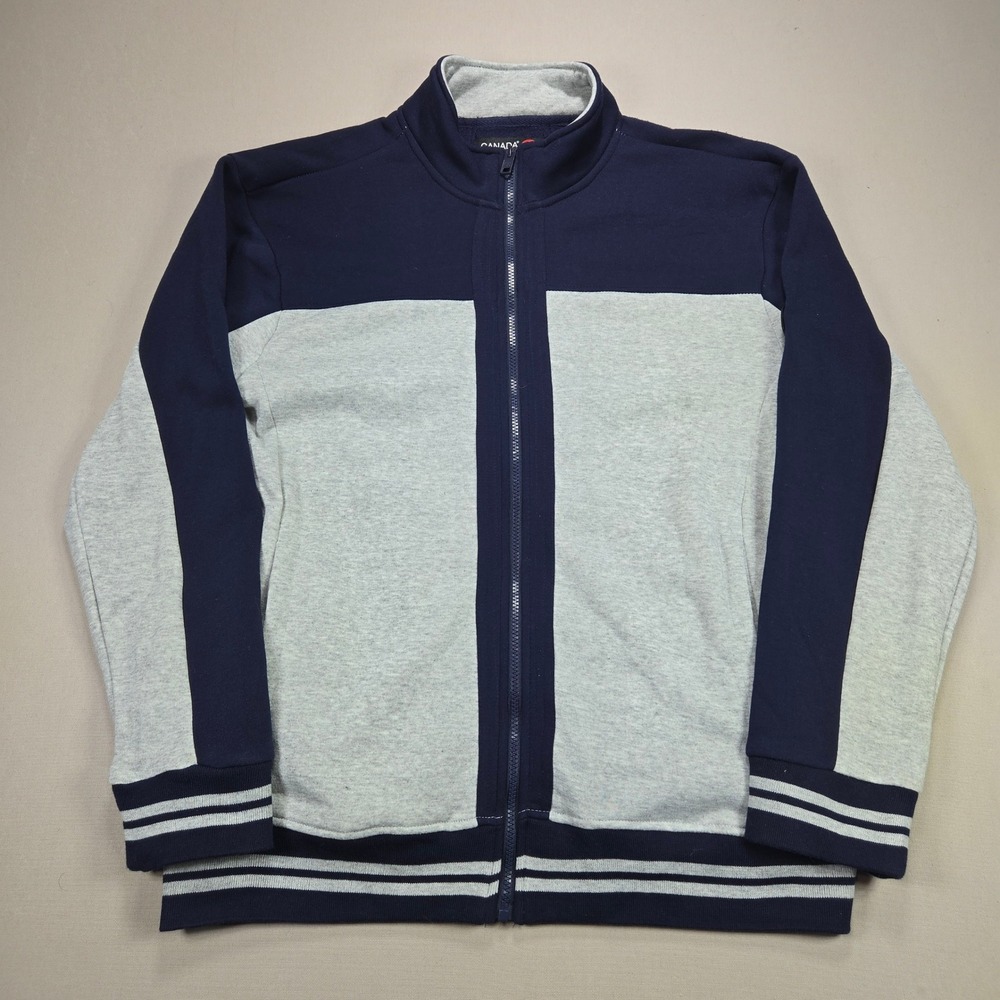 Canada Weather Gear Mens XXL Track Jacket‎ Navy Grey Colorblock Full Zip Fleece